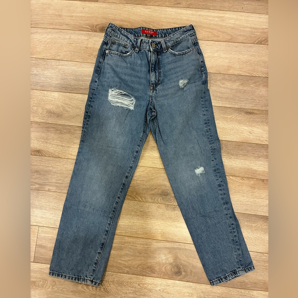 GUESS mom jeans Straight Leg with Distressed Details sz 27 - Picture 3 of 11